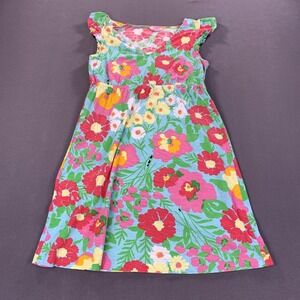 Lilly Pulitzer Dress Womens MD Ants On Parade Blue Floral A-Line Ruffle Garden